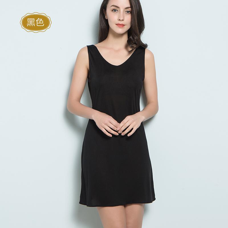 Silk Petticoats 36 Pin High Density Delicate And Smooth V Collar Anti Silk Vest Backing Skirt: Black / M