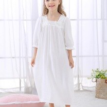 Spring sutumn cotton sleep wear for girls children 3/4 sleeve Square collar nightgown kids homeclothes soft clothes ws1339