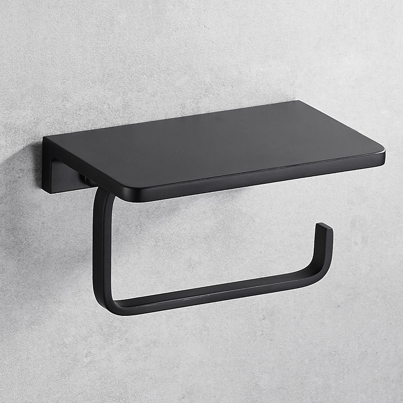Musta Paperiteline Seinään Asennettava Kylpyhuonetarvikkeet WC-Hylly Alumiini