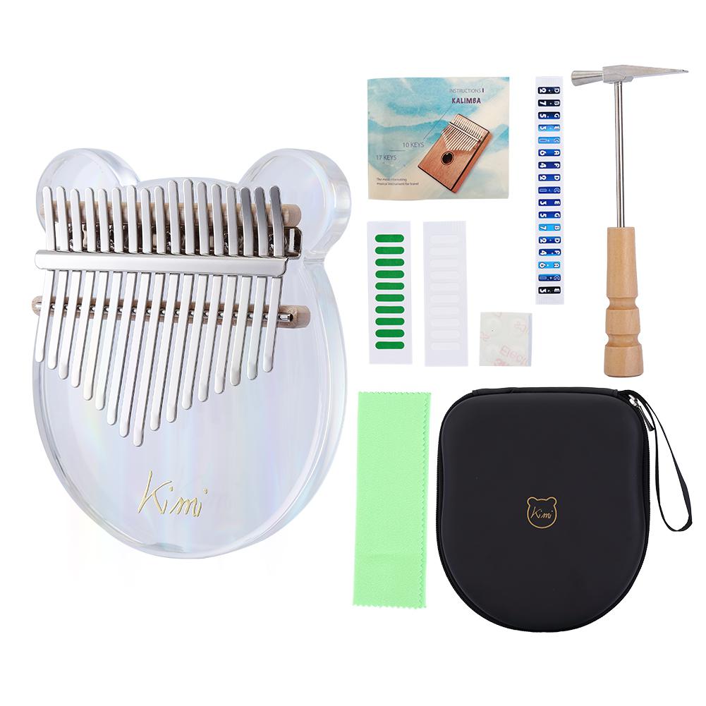 Kimi 17 Key Kalimba Acrylic Thumb Piano 17 Keys Mbira Sanza Colorful Transparent Thumb Piano Finger Keyboard Musical Instrument