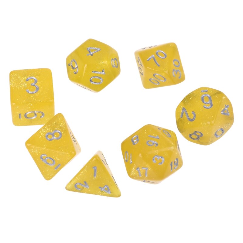 Dés polyédriques en acrylique, 7 pièces, jeu de Table, à paillettes, Double face,: Y