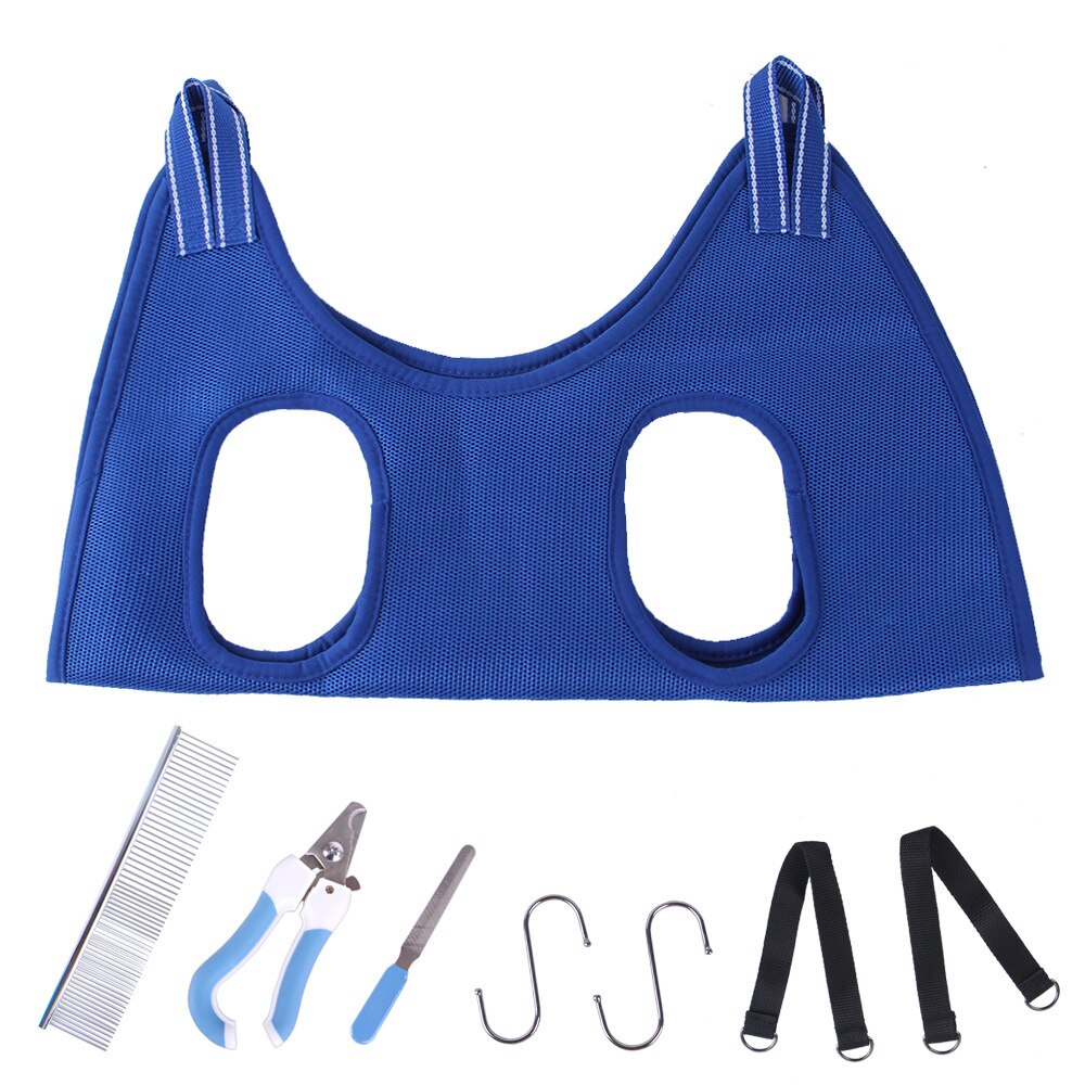 Puppy Dogs Cat Grooming Hammock Harness Dog Hammock Restraint Bag with Nail Clippers/Trimmer Nail File Ear/Eye Care Pet Supplies: Blue Set / M