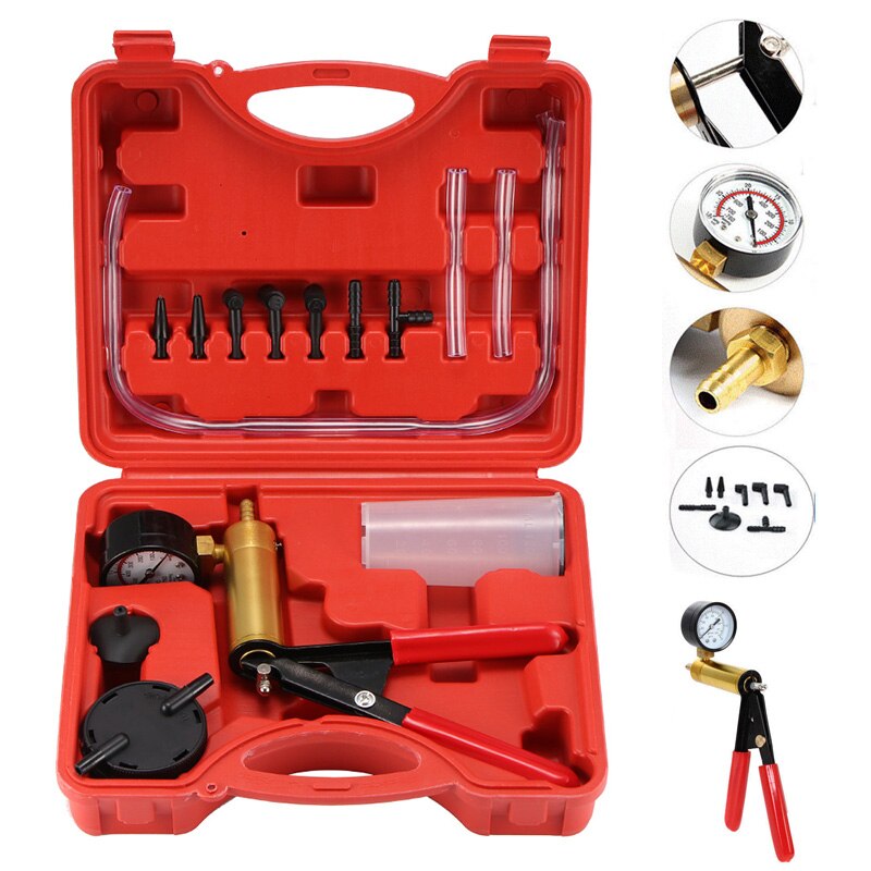 Hand Held Vacuum Pressure Pump Tester Kit - Brake Fluid Bleeder And Bleeding Tool With Storage Box