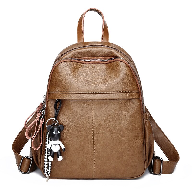 College Student Backpack Bags for Women Backpacks Female Bag: Brown Bubble Pattern