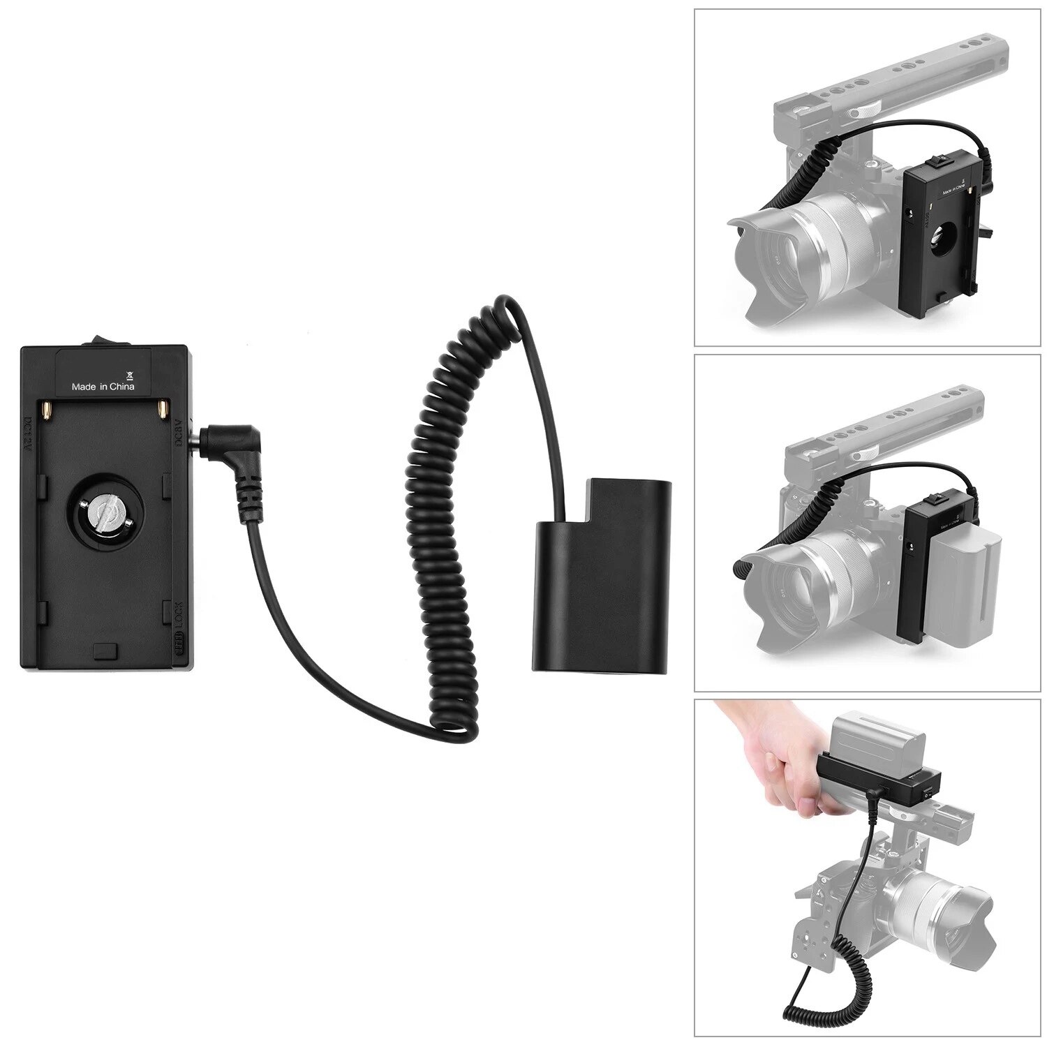 NP-F970 F750 Batterie Platte Halter Adapter mit DMW-DCC12 Dummy Batterie Koppler für GH3/GH4/GH5/GH5S Kameras