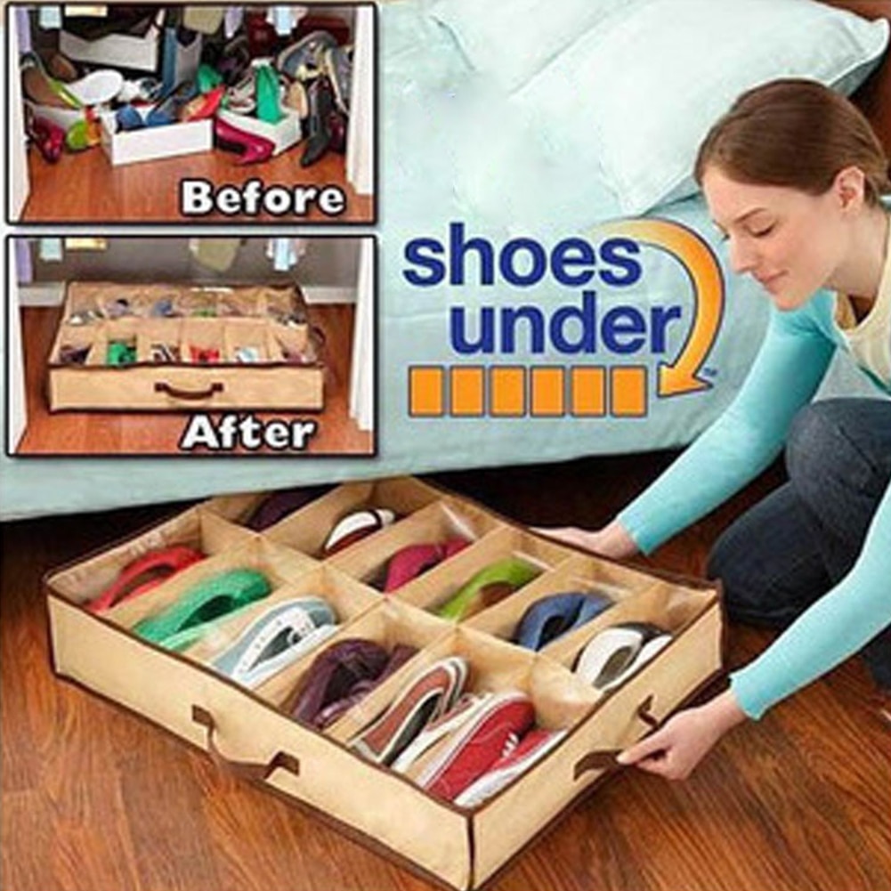 Caja para almacenamiento de zapatos plegable, lavable y reutilizable, caja antihumedad para zapatos, caja a prueba de polvo, ahorro de espacio, organizador de almacenamiento para zapatos debajo de la cama