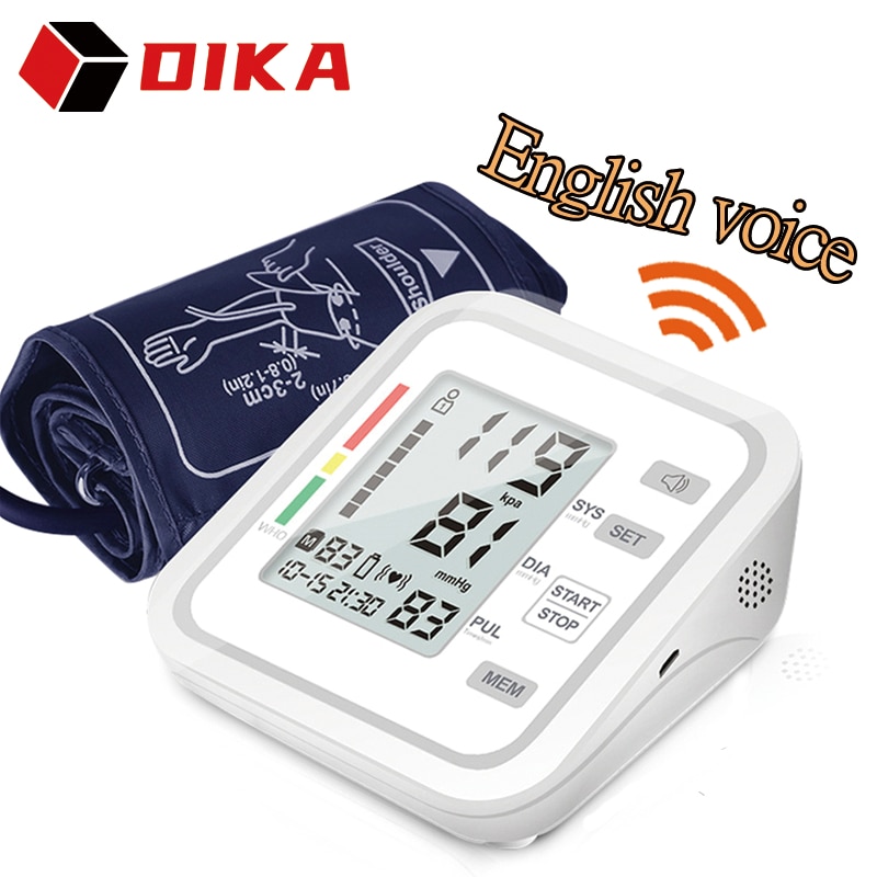 Portable Upper Arm Tonometer Blood Pressure Monitor Heart Rate Sphygmomanometer Smart Automatic Digital Monitors BP Meter