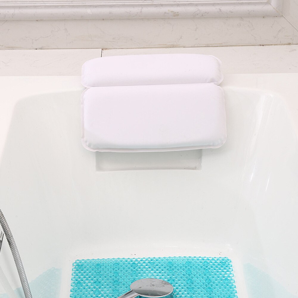 Suction Cup Anti-slip PU Waterproof Sponge Bath Pillow Bathtub Cushion Bathroom Products House Bath Pillow White