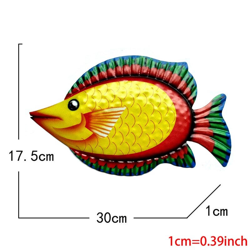 Metal Fish Hanging Wall Decor Art Bathroom Bedroom Sculpture Ornament for Garden Pool Patio Decoration K0AB