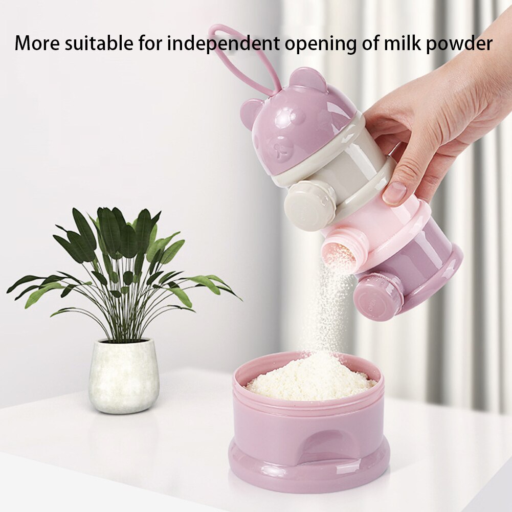 Herbruikbare Formule Dispenser Container Draagbare Multipurpose Baby Melkpoeder Drie Lagen Snack Doos Voedsel Opslag Non-Spill Leuke