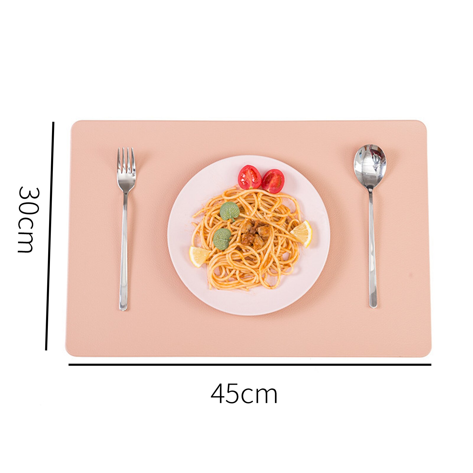 4Pcs Ins Style Waterproof Leather Placemats Table Mats Set Heat Resistant Easy Clean Washable Placemat: Pink