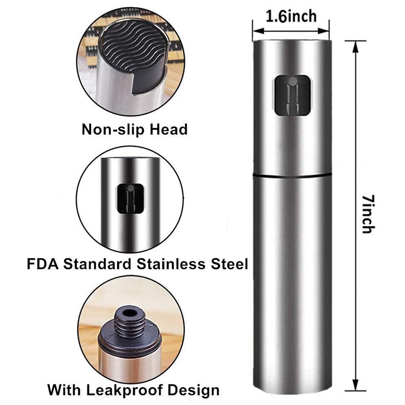 Verbeterde olijfolie-verstuiver, roestvrijstalen oliedispenser, spuitfles voor het spuiten van azijn in de keuken, koken, salades, barbecues