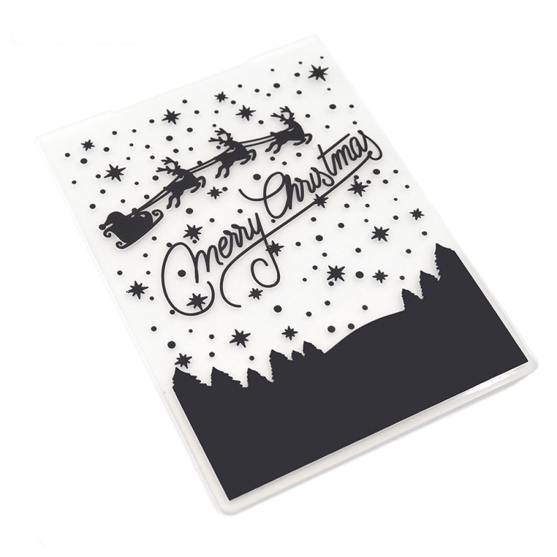 Merry Christmas Plastic Embossing Folder For Scrapbook DIY Album Paper Card Stencil Template