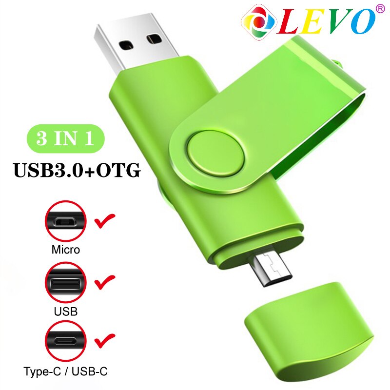 Szybki pendrive USB 3.0 OTG typu C 256 GB 512 GB pendrive16 GB 32 GB 64 GB 128 GB pendrive pendrive flash: green / 128 gb