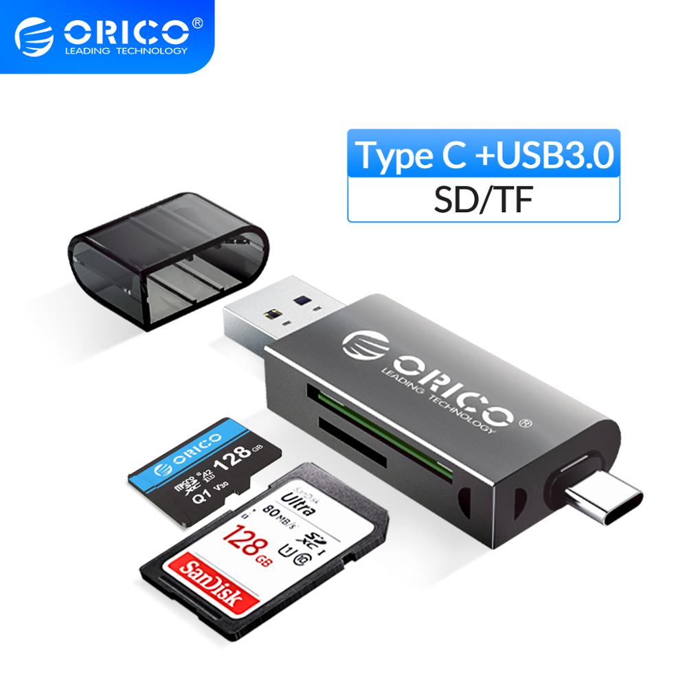 Orico kortlæser usb 3.0 2 in 1 sd/ micro sd tf otg smart memory type c kortlæser højhastighedsadapter til pc computer laptop