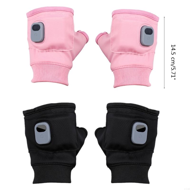 E74D Winter Elektrische Beheizte Handschuhe Praktische Winddicht USB Hand Heizung Handschuhe Waschbar Halb Finger Warme