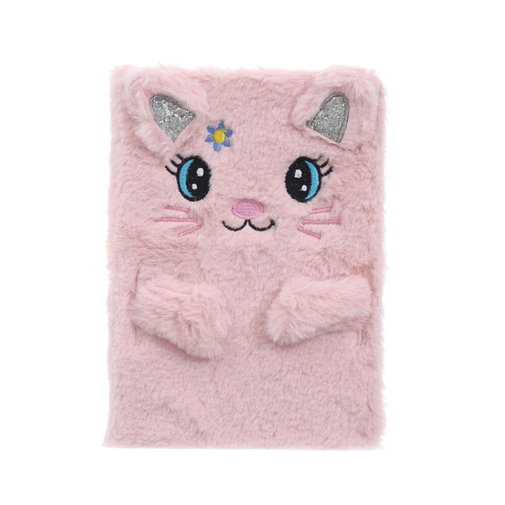 Cartoon Planner Notebook Cat Panda Fluffy Diary Girls Journal Notebook Memo Pad Birthday Notebooks libros agenda: Pink Cat