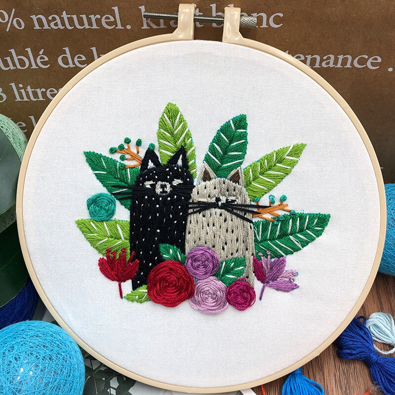 Diy broderi med hoop dyr håndarbejde håndarbejde til begyndere korssting kits maleri sybånd kunst hjem indretning: C