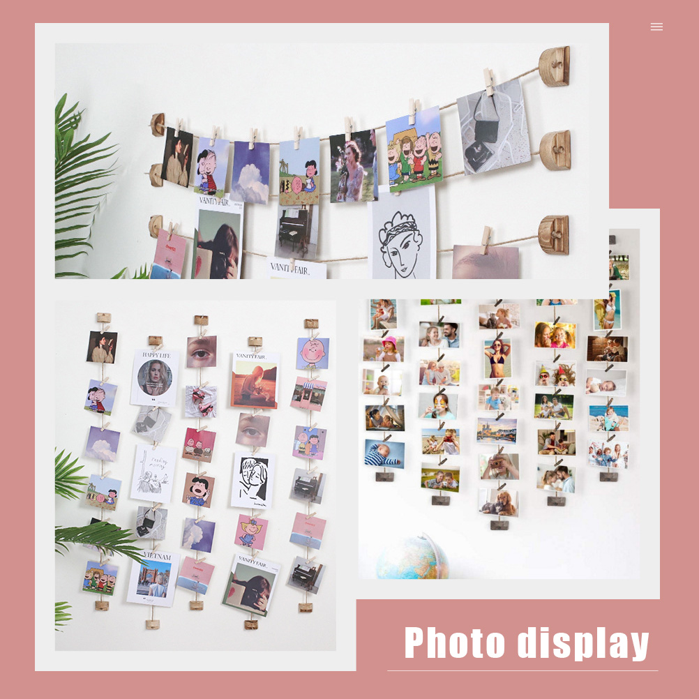 1 Set Hanging Photo Display DIY Picture Frames Collage Room Wall Decoration