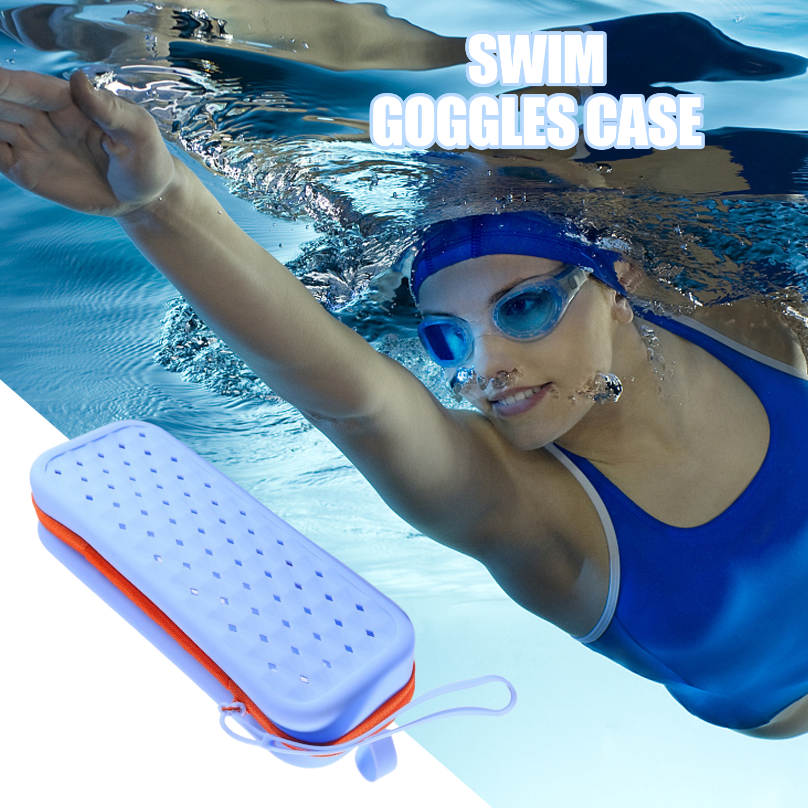 Silicone Goggle Case Swimming Goggles Storage Case with Drain Holes Water Sport Accessories Earplugs Organizer With Lanyard