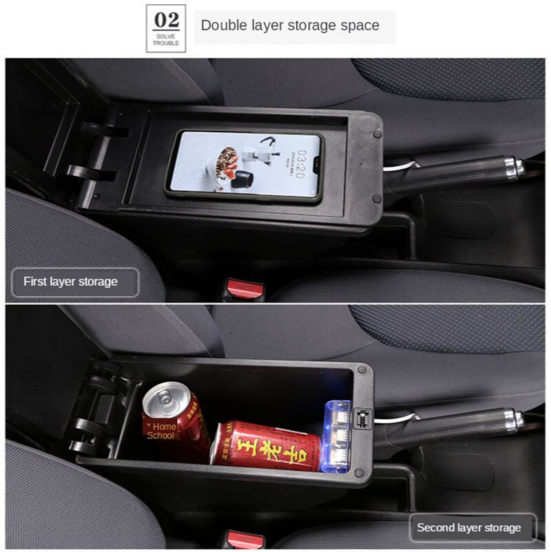 For Kia Morning Armrest box For Kia Picanto Car Armrest Interior Parts details Special Retrofit parts Center Storage box USB