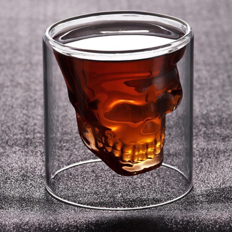 Verre à liqueur Transparent pour whisky et Tequila, , tête de crâne, drôle, fête, vin, bière, Bar,