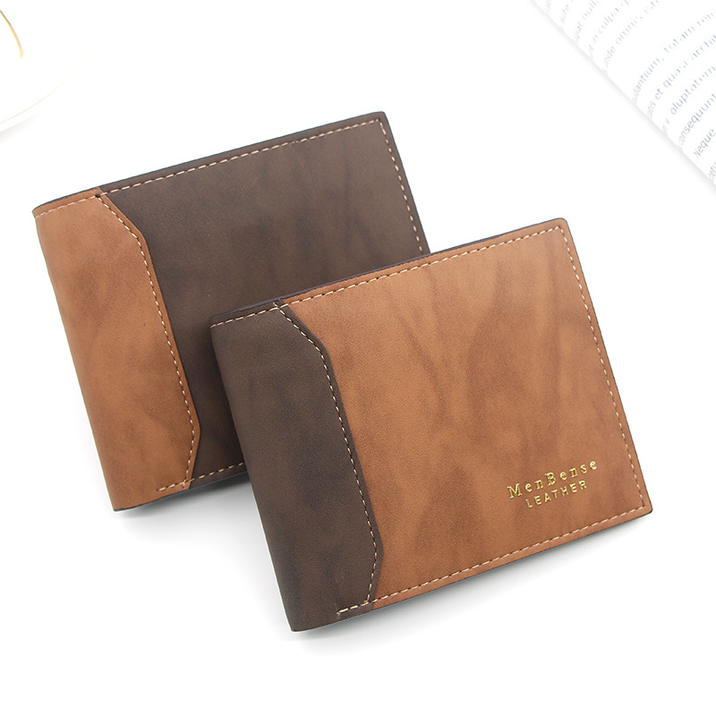 European and American Men's Wallet Short Splicing Clutch Bag Slim Wallet Large Capacity PU Wallet Wallet