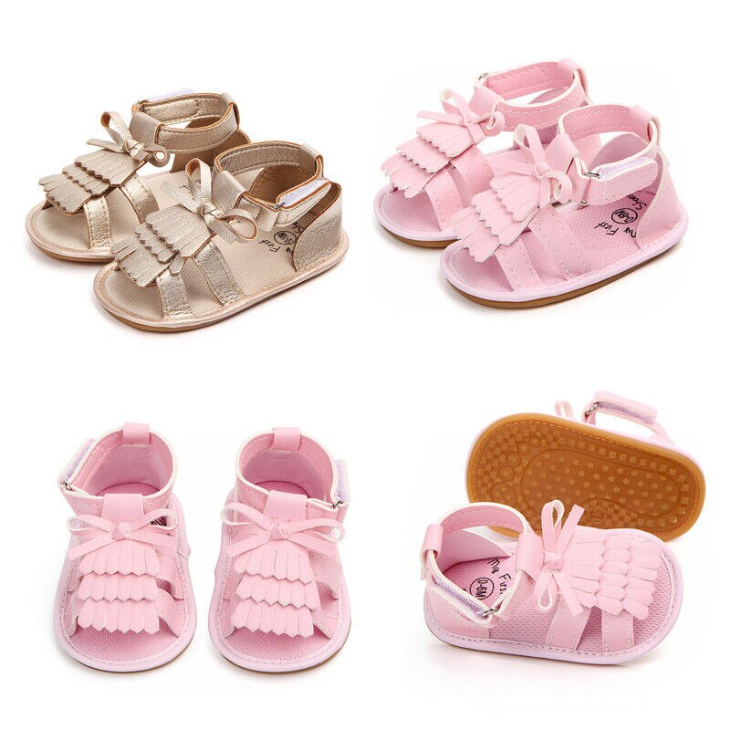 Bebê recém-nascido Meninas Infantis Bowknot Borlas Verão Sandálias Crib Shoes 0-18 Meses