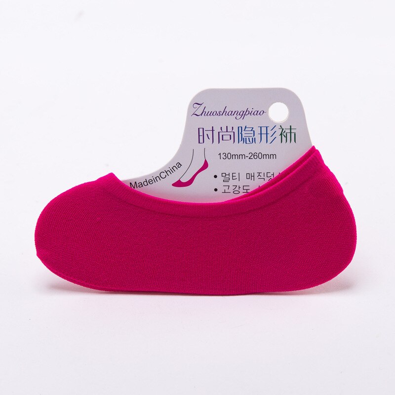 Sokketøfler kvinner fast usynlig silikon anti-skli sommer pustende tøyelig deodorant dame myk tynn enkel: Rød 1