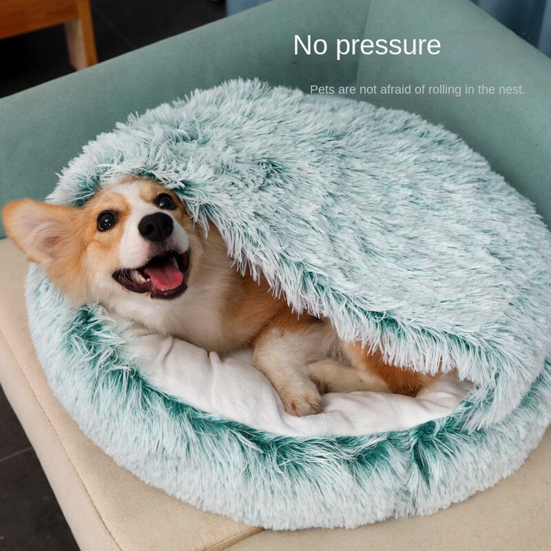 Warm Hond Kat Bed Ronde Lange Pluche Kat Huis Cave Pet Kitten Kussen Mand Sleepping Mat Voor Katten kleine Hond Chihuahua Nest