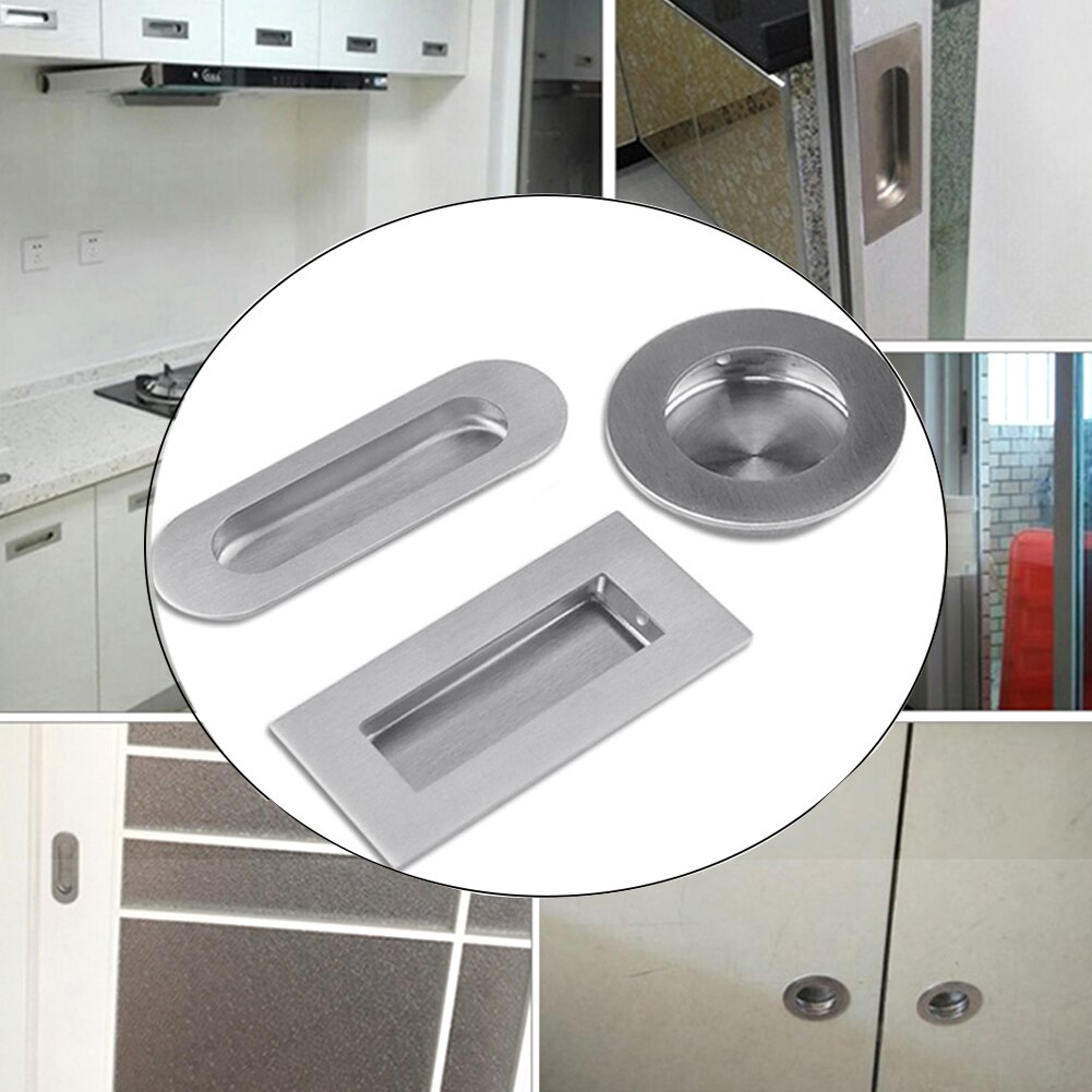 Stainless Steel Cupboard Drawer Pulls Wardrobe Inset Handle Sliding Recessed Door Knobs