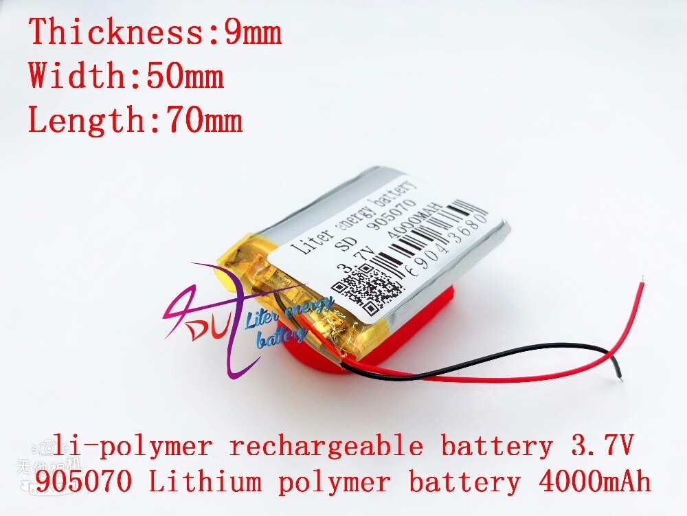 best battery brand 3.7V,4000mAH 905070 polymer lithium ion / Li-ion battery for model aircraft,GPS,mp3,mp4,cell phone,speaker,bl