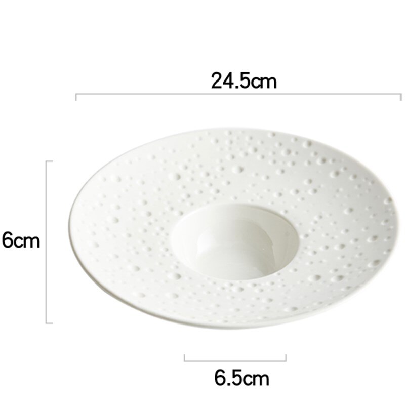 Plato blanco con forma de sombrero de paja para el norte de Europa, vajilla de decoración para restaurante, plato de sopa de carne y espagueti, plato de postre y fruta: B--24.5CM