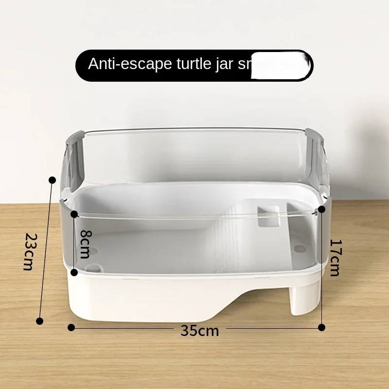 Maison de réservoir de tortues en plastique transparent, avec zones pour racer, alimentation, natation, poubelle, boîtier intérieur, Cage de tortues d'eau, Habitat de Reptile: Default Title