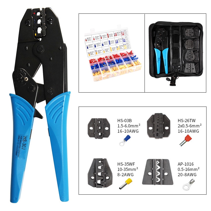 HS-30J mult tool terminals ratchet crimper kit crimping tool jaws electric cable tools jst crimp tool 9" pliers