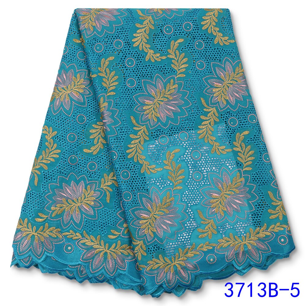 African Cotton Lace Fabric Lace Swiss Voile Lace Nigerian Dry Lace Fabrics With Stones Sewing YA3713B-1: Picture 5