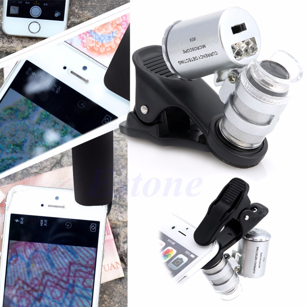 60X Microscoop Juwelier Loep Lens Led Mobiele Telefoon Vergrootglas Glas Voor Iphone