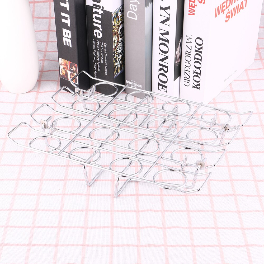 1pc Ice Cream Display Storage Rack Ice Cream Cone Holder Stand 16 Cavities for Home Shop Silver