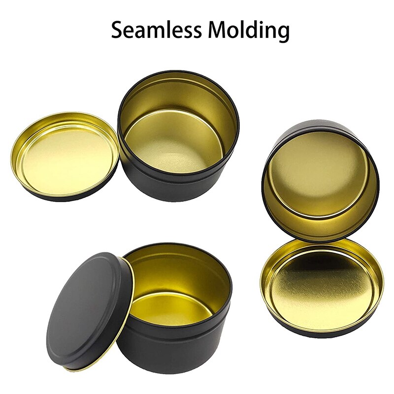 Candle Tins, 24 Piece, 4 Oz Metal Candle Containers for Making Candles, Arts &amp; Crafts, Dry Storage,Black