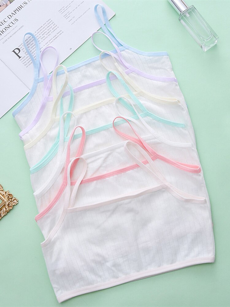 4Pcs Girls Training Bra Underwear Development Period Vest Girls Primary School Students Cotton 7-10-12-16 Years Old Girls Bra: 30-40KG