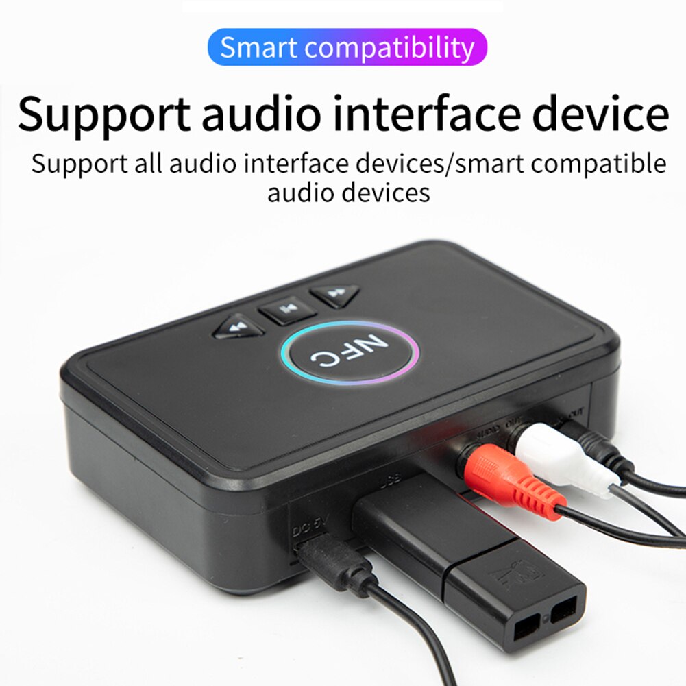 Usb Stereo Music Draadloze Adapter Draadloze Bluetooth 5.0 Ontvanger Adapter 15M Nfc 3.5Mm Jack Audio Stereo Adapter