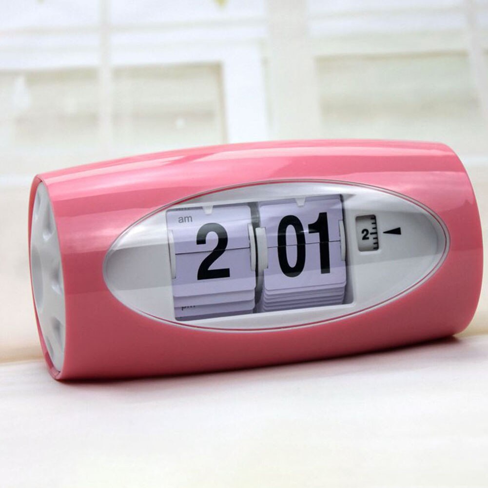 Home Decor Auto Flip Alarm Clock Page Turning 12 Hours Watch Number Table
