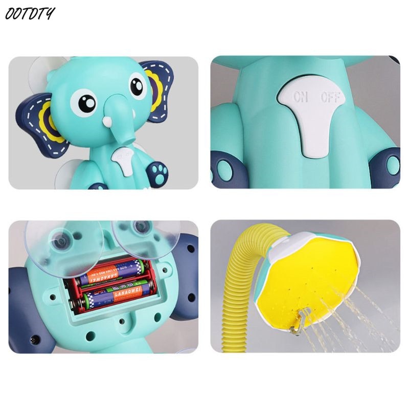 OOTDTY-grifo con de elefante para bebé, cabezal de ducha eléctrico, juguete de pulverización de agua para niños, juguetes de baño y natación