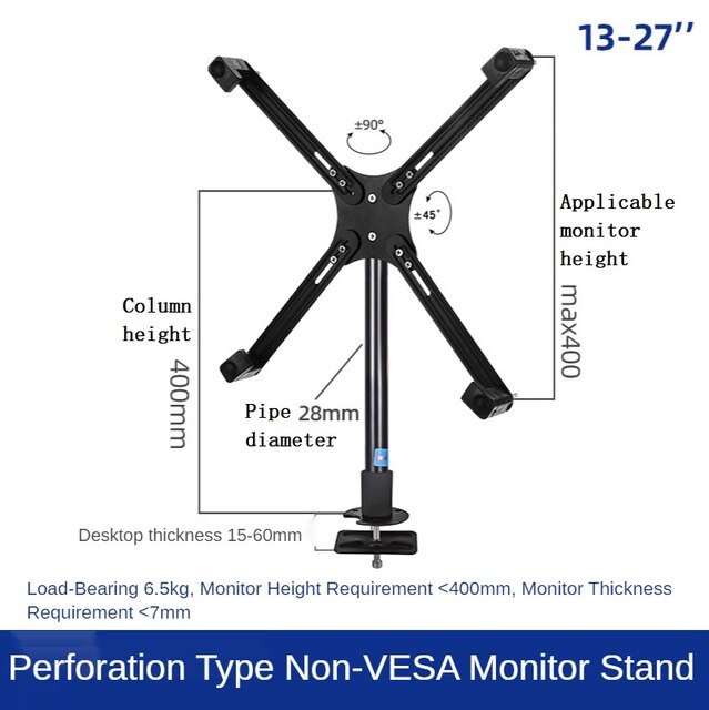 HILLPORT No Mounting Vesa Hole Monitor Desk Stand Accessory 13-27" LCD LED Full Motion Monitor Arm Mount Bracket TV Mount Stand: XC05 XL101