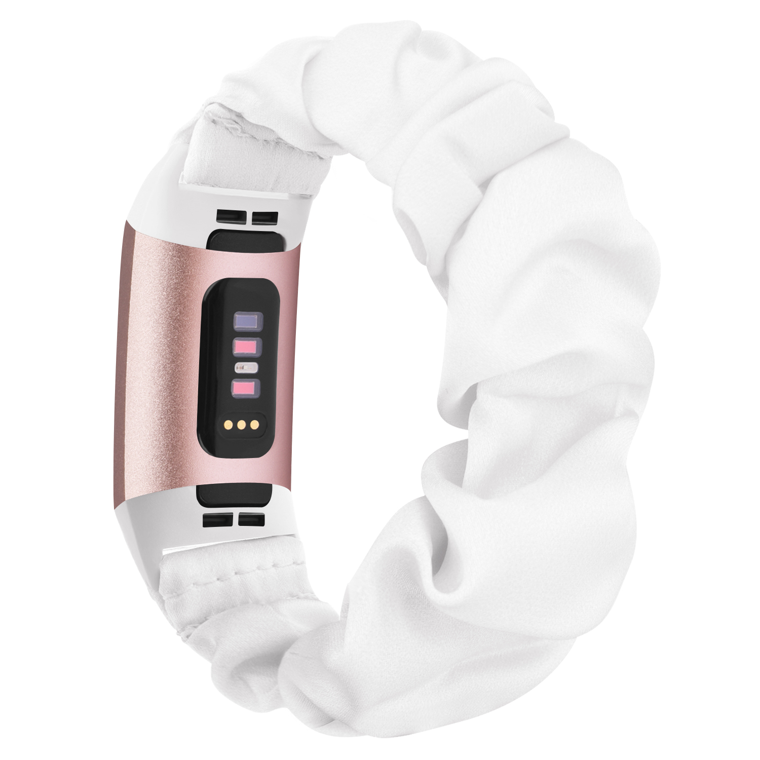 Nuovo cinturino elastico Scrunchie per Fitbit Charge 4 cinturino in tessuto a 3 cinturini cinturino per cinturino Fitbit Charge 3 4: White / Size S