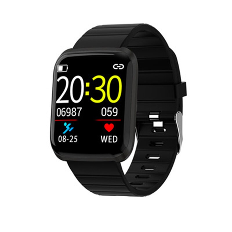 Smart Band Watch - Fitness Tracker Blood Pressure Heart Rate Monitor - Color LCD Touch Screen: Black