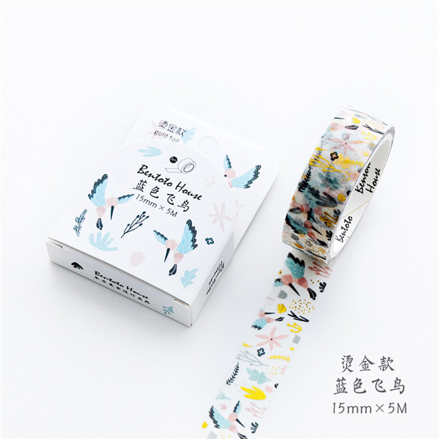 Verschiedene Blumenfolien-Washi-Band zum Selbermachen, dekoratives Maskierung-Klebeband für Scrapbooking und Telefondekoration: Marine Blau
