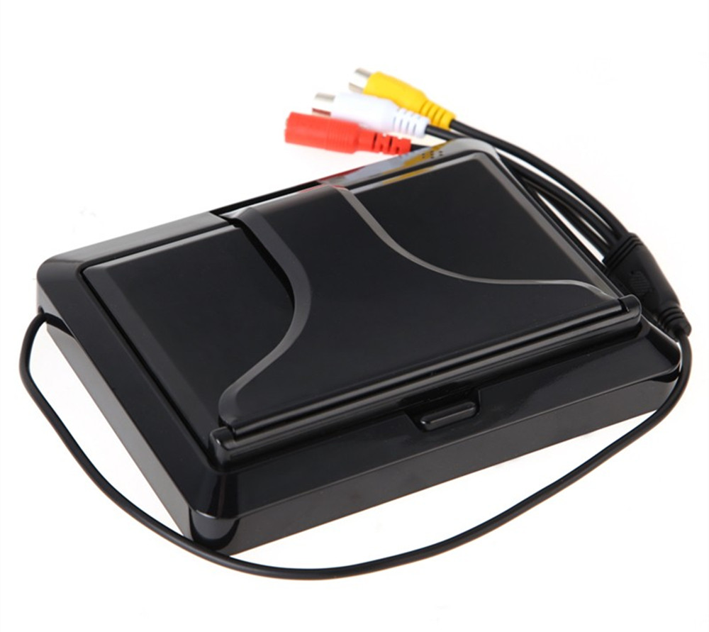 Monitor plegable de estacionamiento inverso para coche, pantalla TFT LCD HD 800x480 de 5 &quot;, con 2 entradas de vídeo, cámara de visión trasera (opcional)