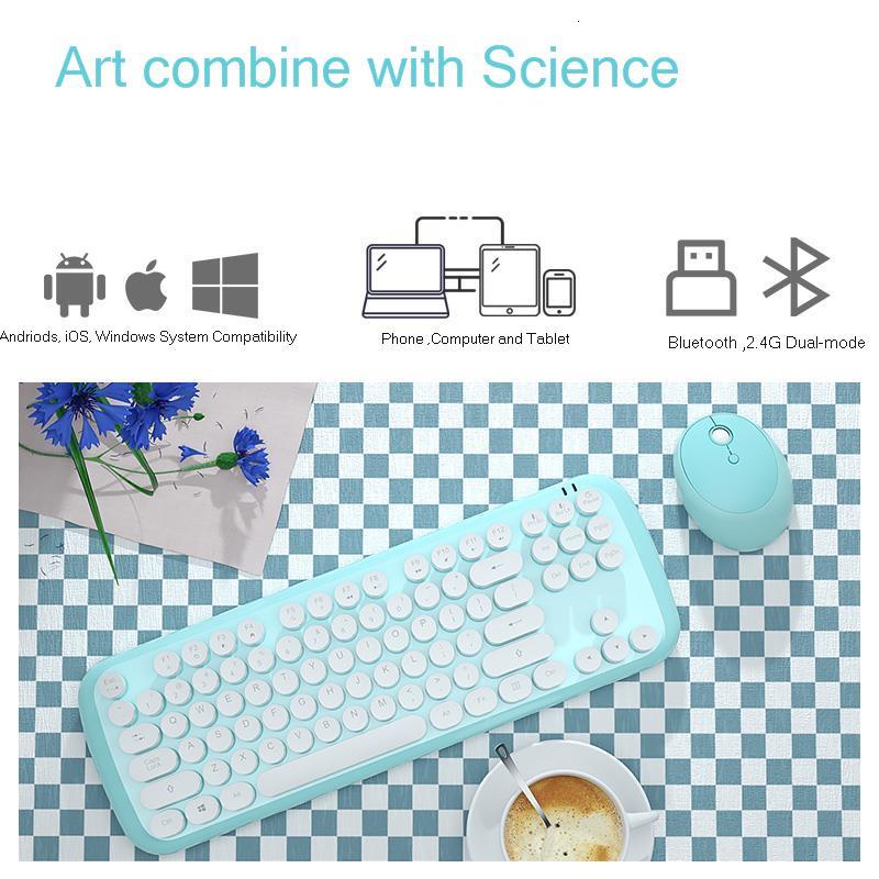 SeenDa 2.4G Wireless Bluetooth Keyboard Mouse Combos for Computer Phone Switch Between Bluetooth & 2.4G Connect Up to 3 Devices