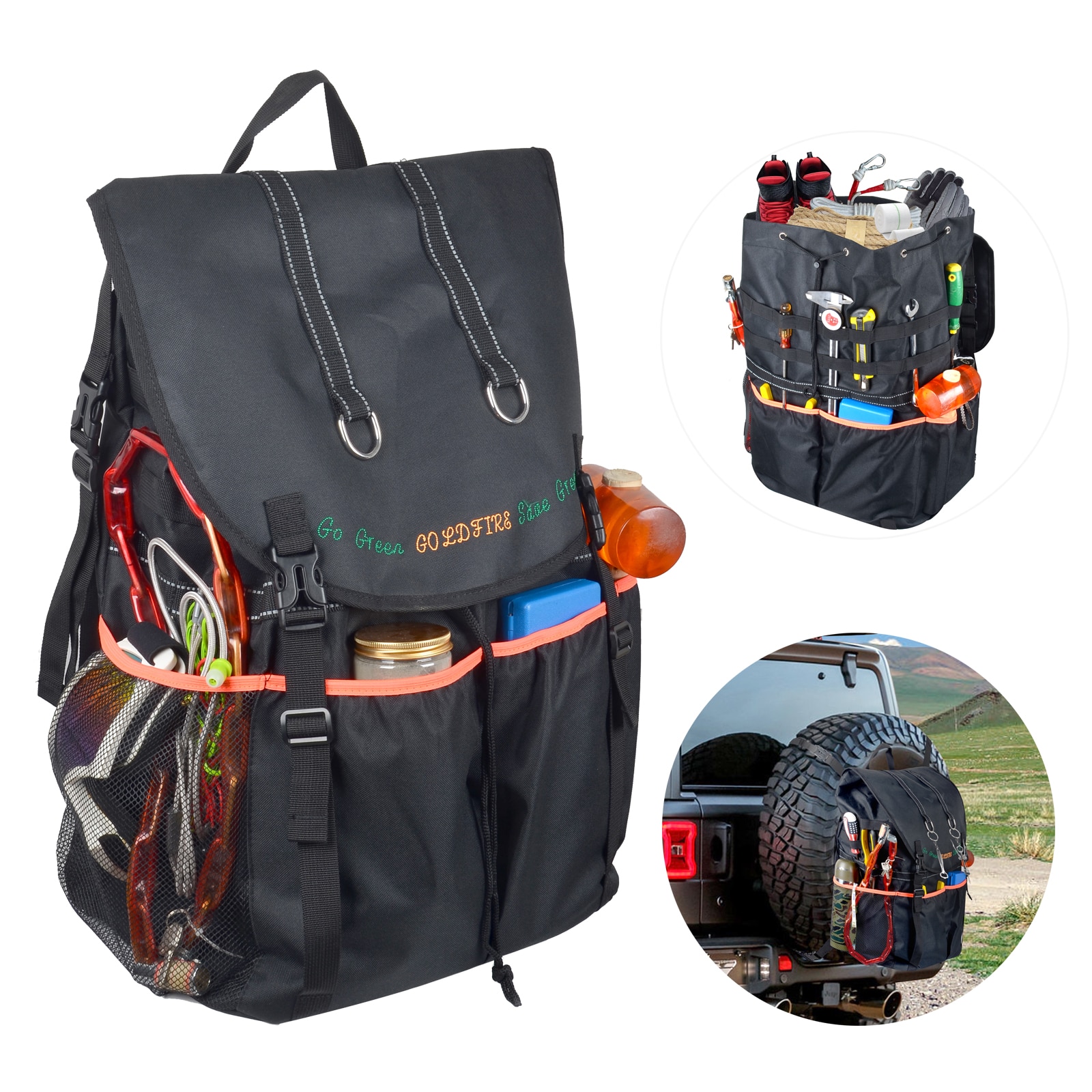 Spare Tire Trash Bag, Universal Fits 40" Tire Overland Series Spare Tire Bag for Wrangler JK Cargo Storage Bag